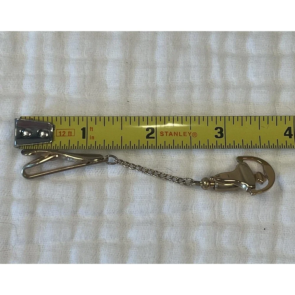 Vintage Hickok Door Knocker Tie Clip Chain Gold Tone Men's Mid Century USA